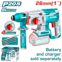 TOTAL Cordless Rotary Hammer Brushless 2.5J | 26mm - Battery & Charger Sold Separately (TRHLI20228)