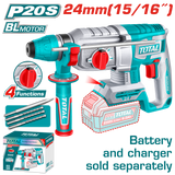 TOTAL 20V Cordless Rotary Hammer SDS Plus Brushless 2.4J – 24mm Drilling Capacity (TRHLI20248)
