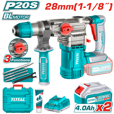 TOTAL Cordless Rotary Hammer Brushless 20V | 4.5J (TRHLI202882)