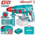 TOTAL Cordless Rotary Hammer 2.5J - 42V Brushless with SDS Plus System & Accessories (TRHLI422682)