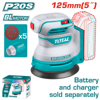 TOTAL Cordless Random Orbit Sander 20V - 125mm | 5" - Battery & charger sold separately (TROSLI2002)