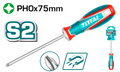 TOTAL Magnetic Phillips Screwdriver PH0x75mm (TSDPH0075)