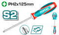 TOTAL Phillips Screwdriver PH2x125mm – S2 Steel Magnetic Tip with Ergonomic Handle (TSDPH2125)