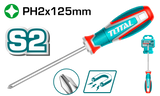 TOTAL Phillips Screwdriver PH2x125mm – S2 Steel Magnetic Tip with Ergonomic Handle (TSDPH2125)