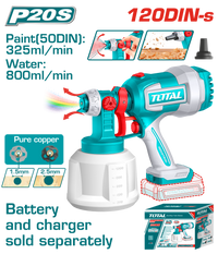 TOTAL 20V Cordless Spray Gun – 1000ml Paint Sprayer with Adjustable Spray - Battery & Charger Sold Separately (TSGLI2004)