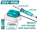 TOTAL 20V Cordless Soldering Iron 40W – Portable Battery-Powered Soldering Tool (TSILI2001)