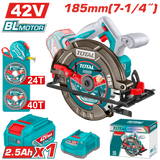 TOTAL Cordless Circular Saw – Brushless 42V, 185mm Blade (TSLI4218511)