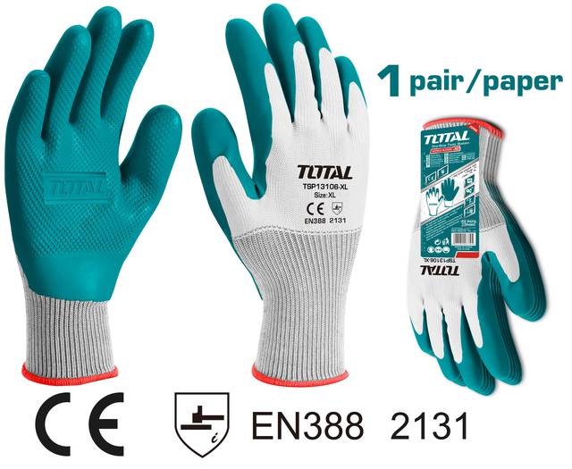 TOTAL TSP13106-XL Latex Gloves – Extra Grip & Durability TOTAL TSP13106-XL Latex Gloves – Extra Grip & Durability