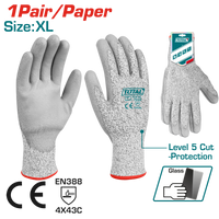 TOTAL Cut-Resistance Gloves – Level 5 Protection, PU Coated (TSP1702-XL)