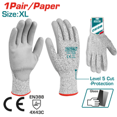 TOTAL Cut-Resistance Gloves – Level 5 Protection, PU Coated (TSP1702-XL)