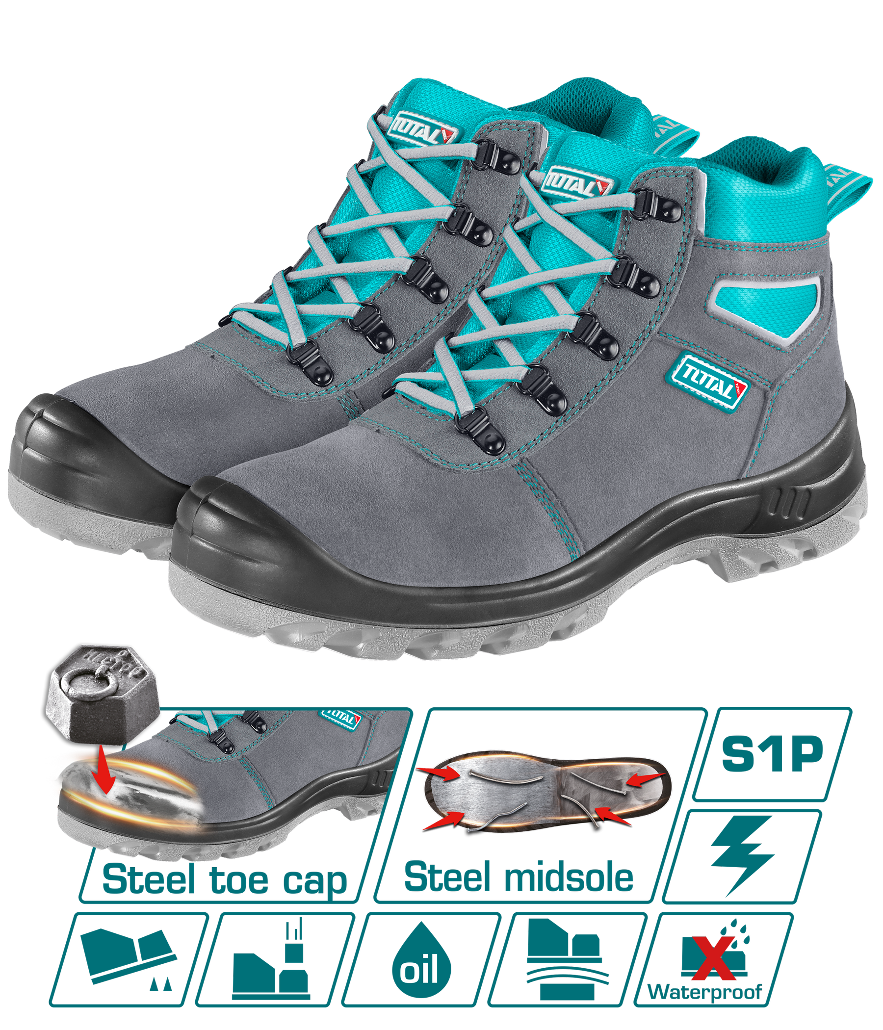 TOTAL Chamois Safety Boots S1P Steel Toe | TSP201S1P