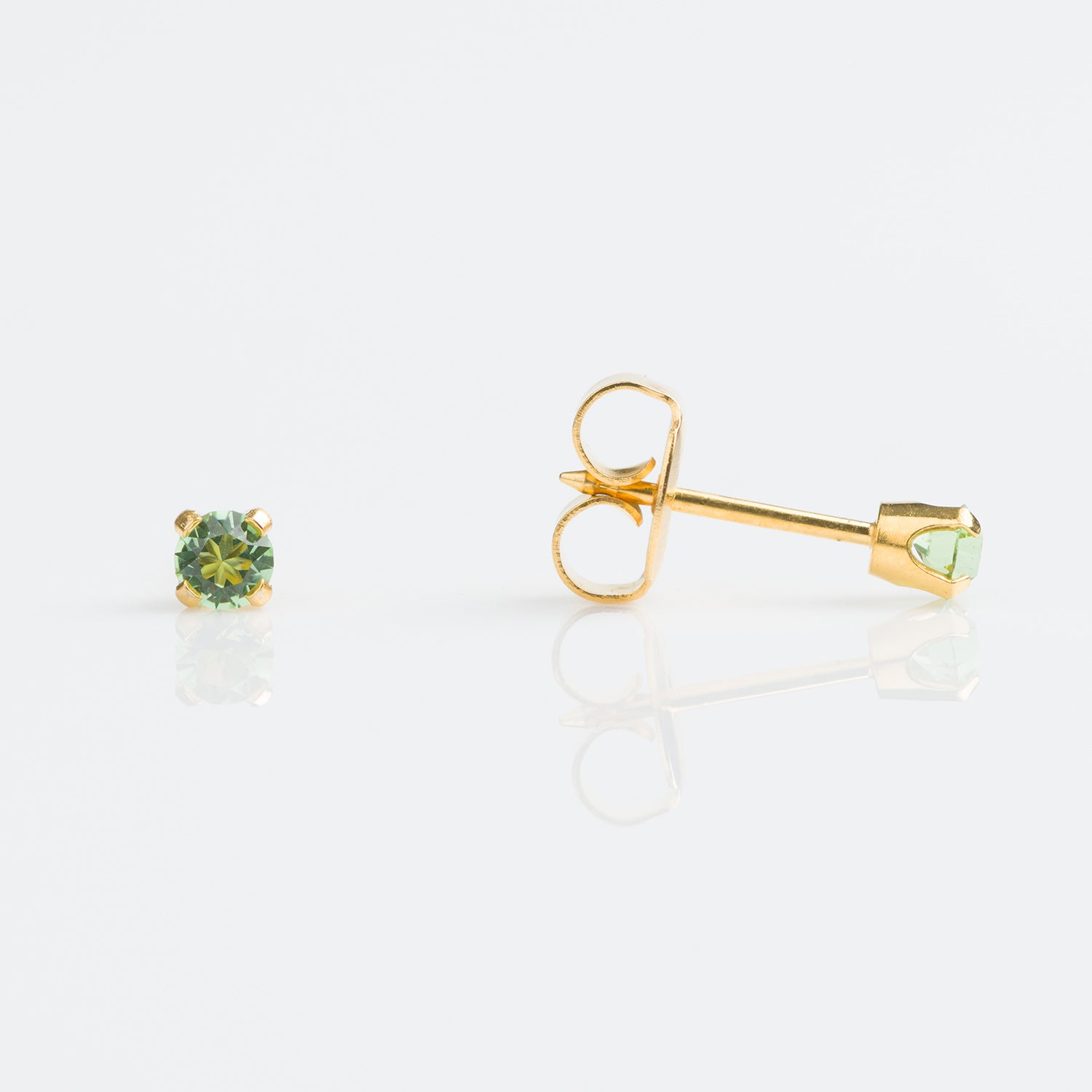 STUDEX GP 3mm Peridot Tiffany TT-108 – 24K Gold Plated Earrings
