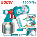 TOTAL Electric Paint Spray Gun 530W – Paint Sprayer 1000ml with Adjustable Spray & Dust Blower (TT45061)
