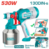 TOTAL Electric Paint Spray Gun 530W – Paint Sprayer 1000ml with Adjustable Spray & Dust Blower (TT45061)