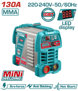 TOTAL Inverter MMA Welding Machine 130A – IGBT Welding Machine with Accessories (TW213049)