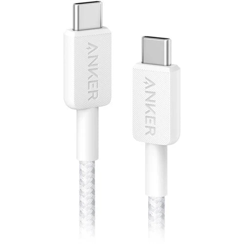 Anker USB-C to USB-C Cable 240W Braided 3ft, 6ft - White Anker USB-C to USB-C Cable 240W Braided 3ft, 6ft - White