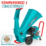 TOTAL Gasoline Wood Chipper 15HP – 100mm Capacity Wood Shredder with Wheels (TWCS2100)