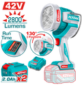 TOTAL Cordless Work Lamp 42V –2800 Lumens | 50W LED Rechargeable Work Light with Runtime Display (TWLI42896)