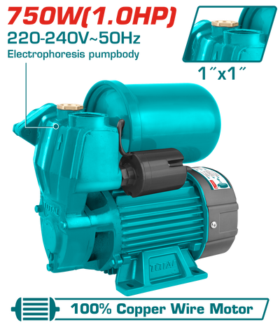 TOTAL Automatic Self-Priming Water Pump 1.0HP – With Pressure Switch & Tank (TWP97506)