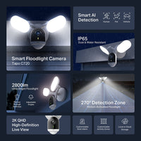 Tapo C720 Smart Floodlight Camera — Night Vision with Floodlight