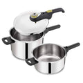 Tefal Stainless Steel Manual Pressure Cooker Set 6L & 4L, 3 Pcs