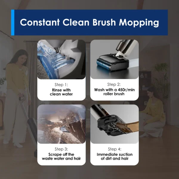 مكنسة كهربائية لاسلكية رطبة وجافة من نوع تينيكو آي فلور واي 3 ستريتش