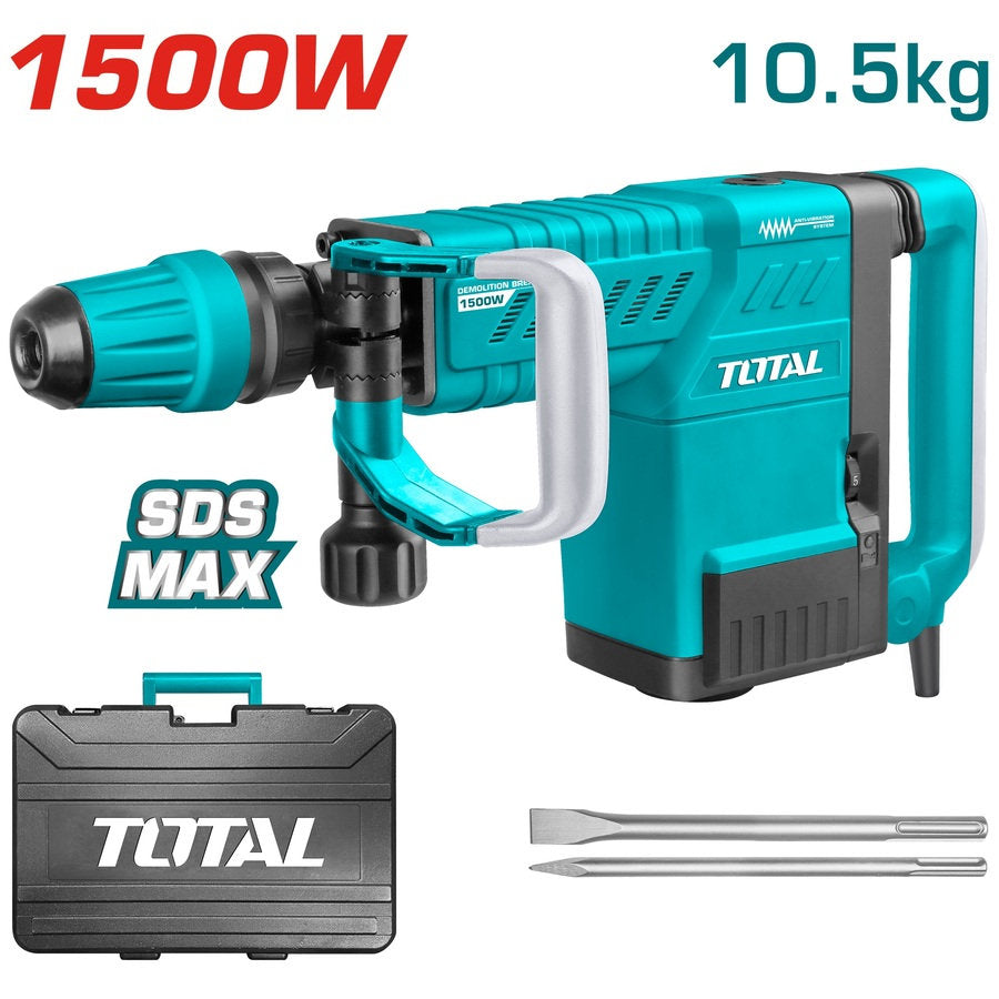 Total 1500W 12KG Demolition Hammer SDS MAX Heavy-Duty Power Total 1500W 12KG Demolition Hammer SDS MAX Heavy-Duty Power