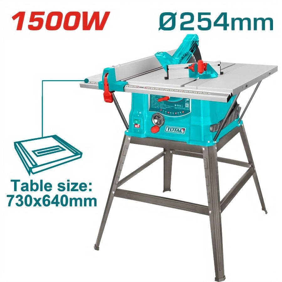 Total 1500W Table Saw Professional & Precise Wood Cutting