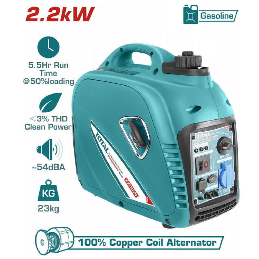 Total 2.2KW Gasoline Inverter Generator Quiet & Efficient Power