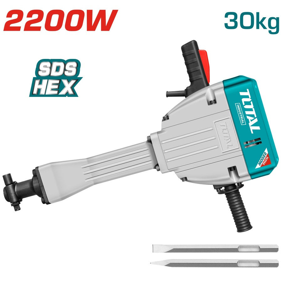 Total 2200W Electric Demolition Hammer Heavy-Duty Power Total 2200W Electric Demolition Hammer Heavy-Duty Power