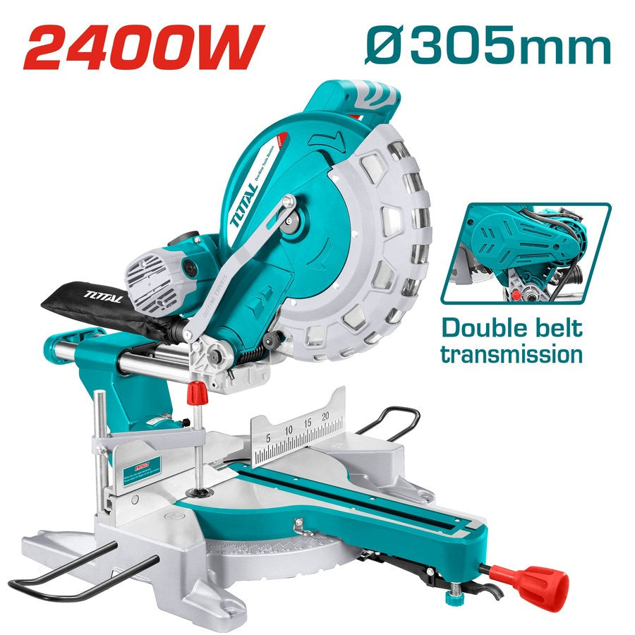 Total 2400W 12” Mitre Saw High Precision & Power Total 2400W 12” Mitre Saw High Precision & Power