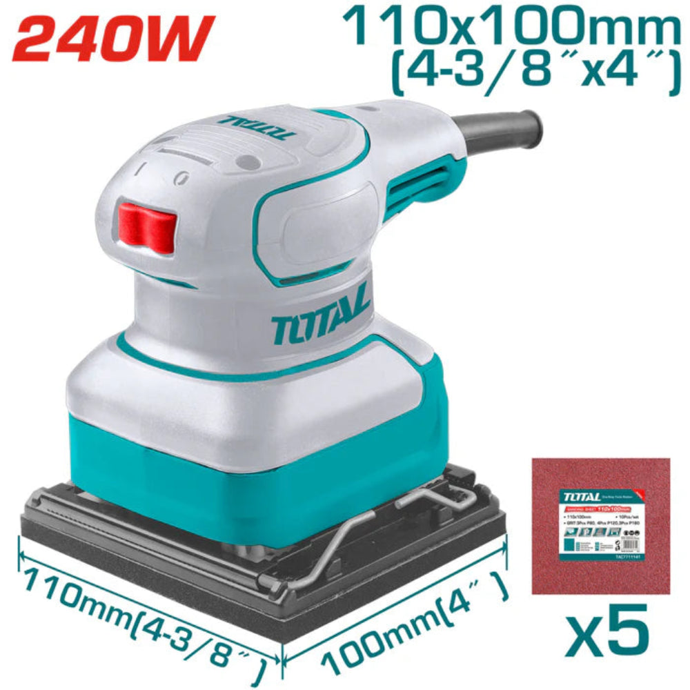 Total 240W Square Palm Sander Compact & Powerful