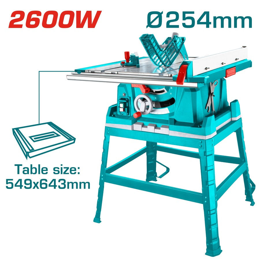 Total 2600W Industrial Table Saw Precision & Power