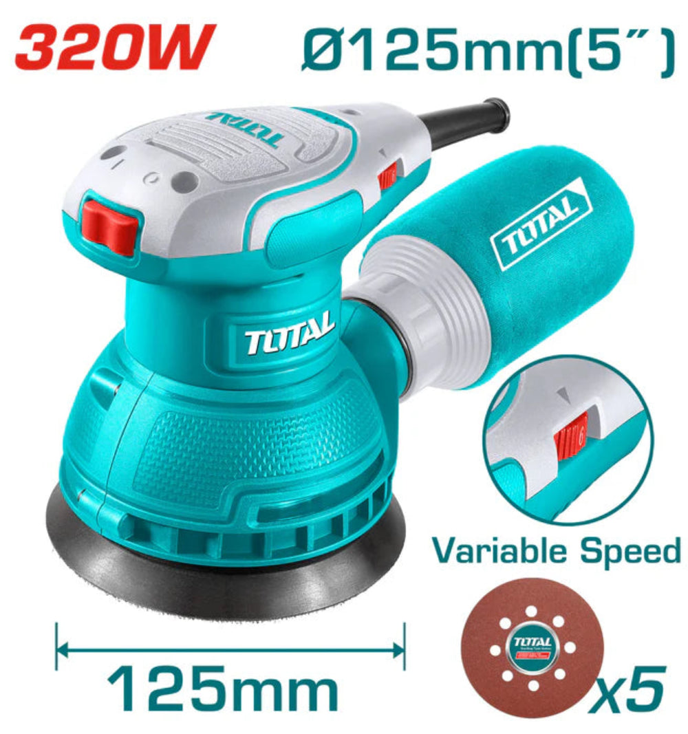 Total 320W Rotary Sander High Precision & Adjustable Speed Total 320W Rotary Sander High Precision & Adjustable Speed