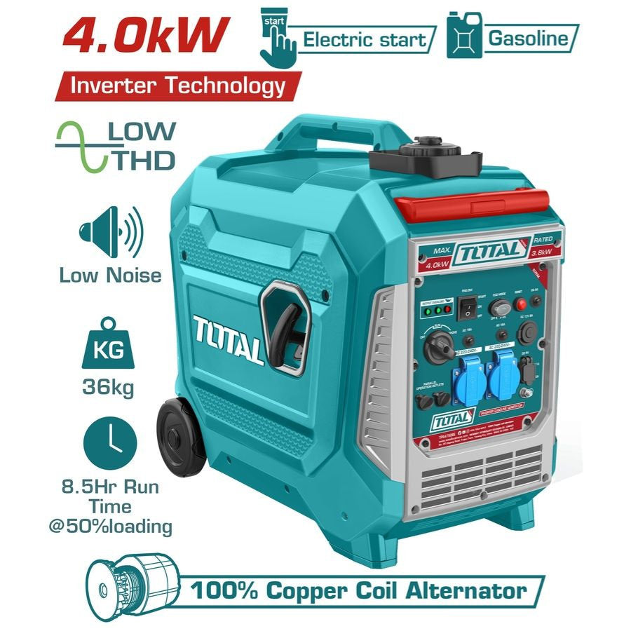 Total 4KW Inverter Silent Gasoline Generator Clean Power