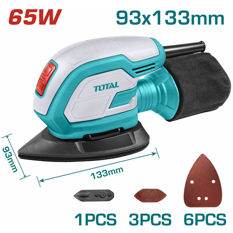 Total 65W Palm Sander Perfect for Finishing & Detailing Total 65W Palm Sander Perfect for Finishing & Detailing