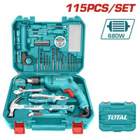 Total 680W Electric Drill with 115-Piece Tool Set Complete Solution