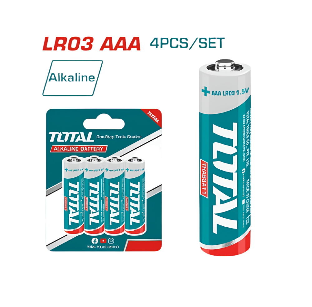 Total AAA Alkaline Batteries Reliable Power for Your Devices 4 PCS Total AAA Alkaline Batteries Reliable Power for Your Devices 4 PCS
