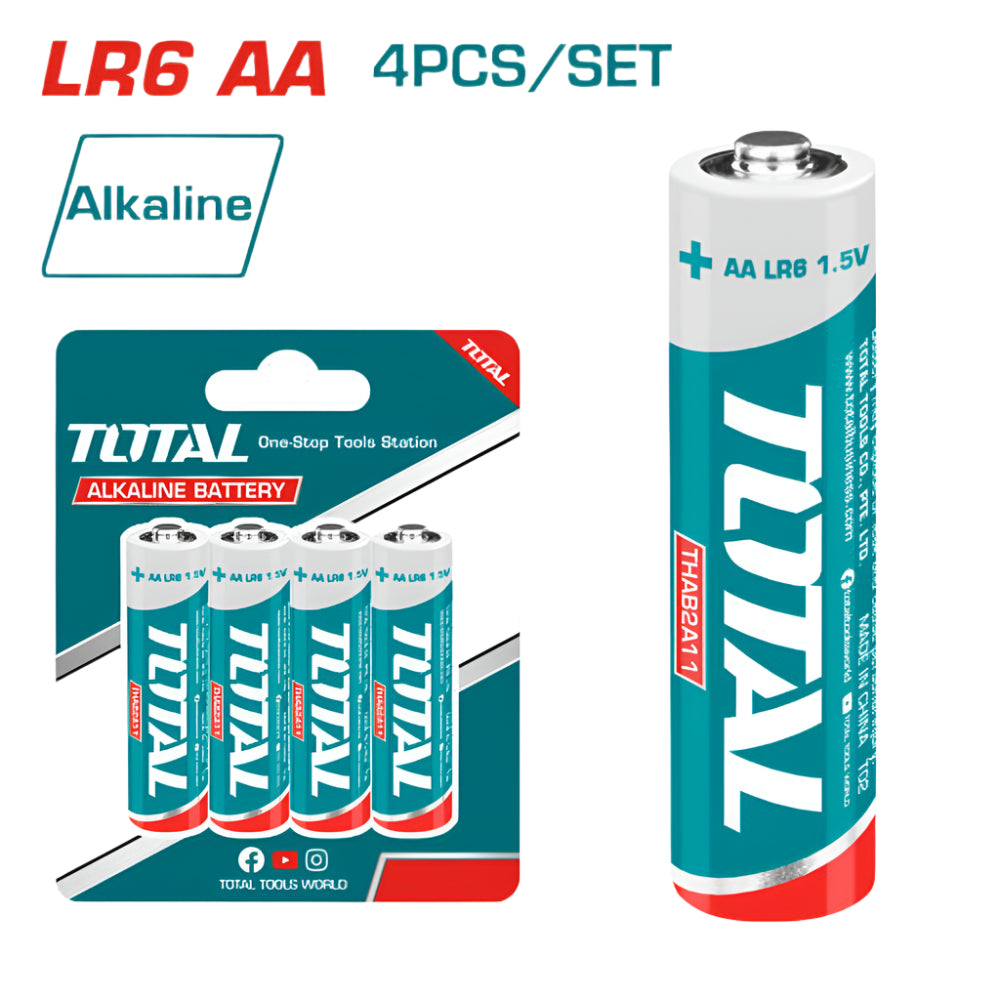 Total AA Alkaline Batteries Reliable Power for Your Devices 4 PCS Total AA Alkaline Batteries Reliable Power for Your Devices 4 PCS