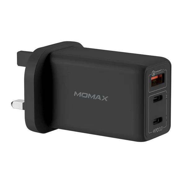 Momax One Plug GaN 65W Triple Output Fast Charger (Black)