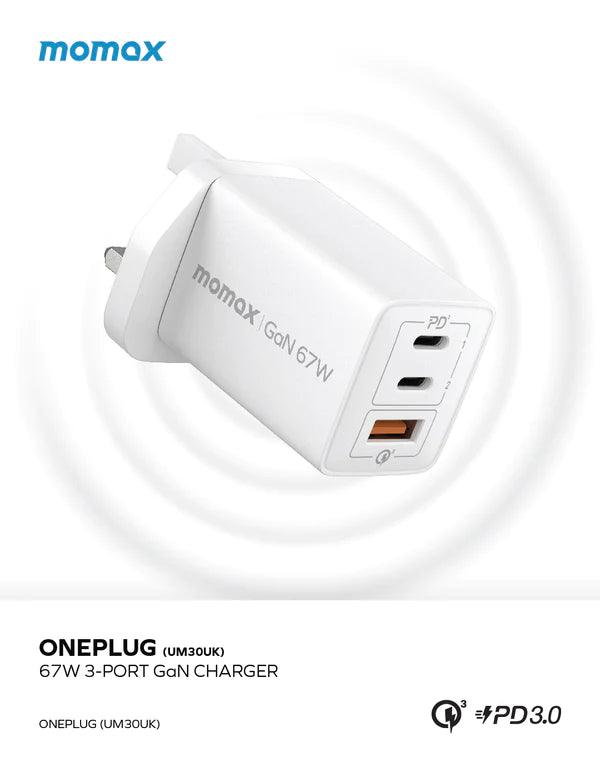Momax ONEPLUG 67W GaN Charger Compact and Fast Charging Momax ONEPLUG 67W GaN Charger Compact and Fast Charging