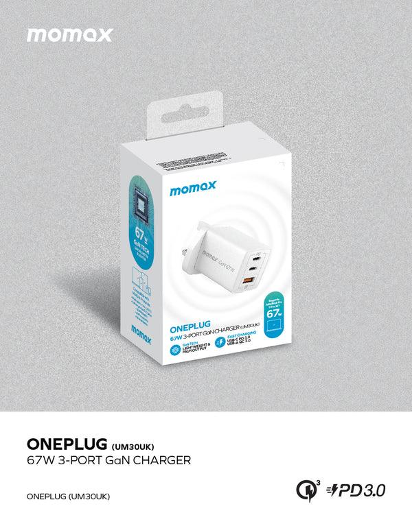 Momax ONEPLUG 67W GaN Charger Compact and Fast Charging Momax ONEPLUG 67W GaN Charger Compact and Fast Charging