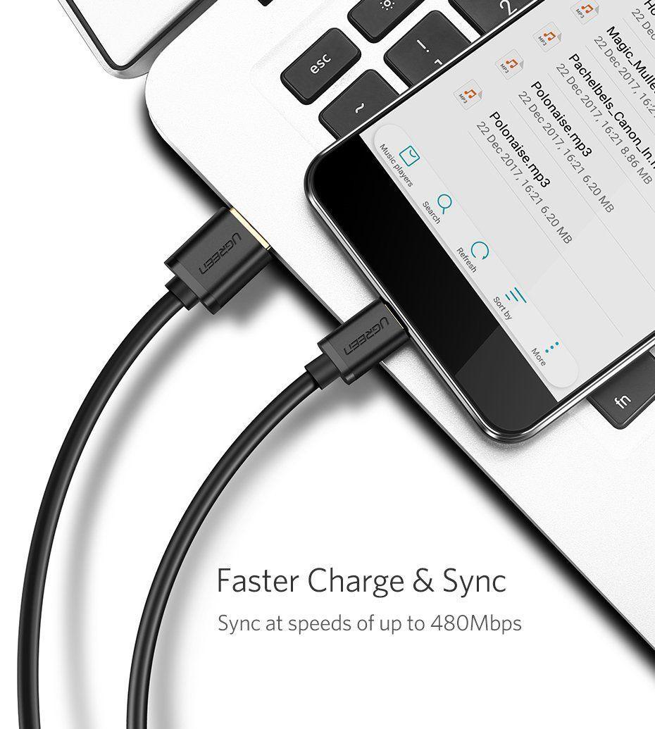 كابل يوجرين USB 2.0 إلى Micro USB بطول 1م - طلاء نيكل متين