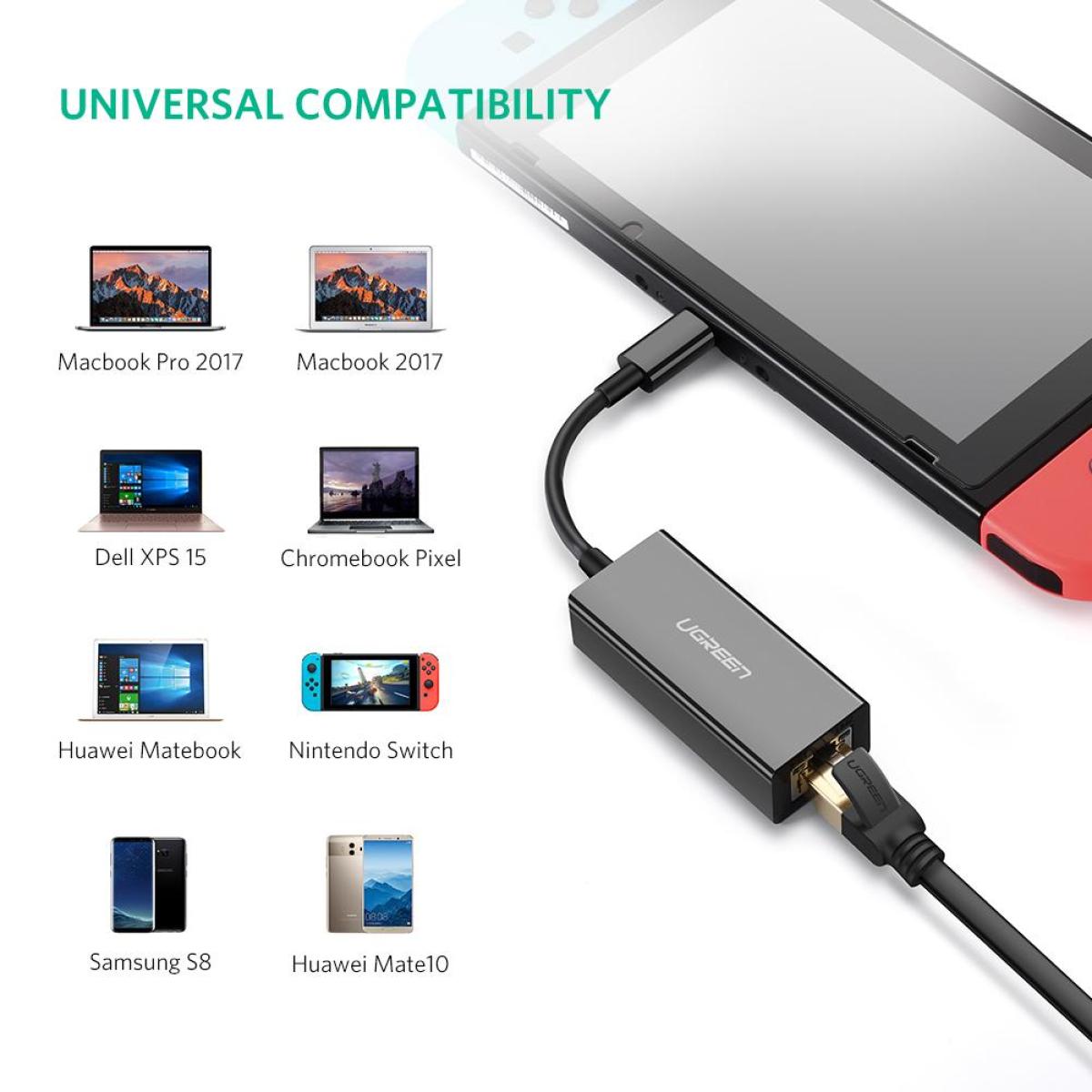 UGREEN USB-C to Gigabit Ethernet Adapter – 5Gbps Speed UGREEN USB-C to Gigabit Ethernet Adapter – 5Gbps Speed