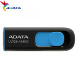 ADATA UV128 64GB باللونين الأسود والأزرق للبيع بالتجزئة 
