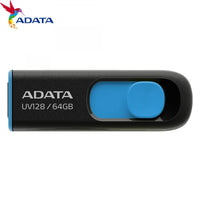 ADATA UV128 64GB باللونين الأسود والأزرق للبيع بالتجزئة 