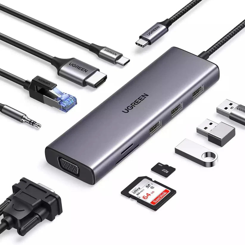 UGREEN 9-in-1 USB-C Hub with HDMI, VGA, RJ45 & Audio UGREEN 9-in-1 USB-C Hub with HDMI, VGA, RJ45 & Audio