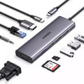 محول UGREEN USB-C شامل 9 في 1 مع HDMI/VGA/شبكة وصوت
