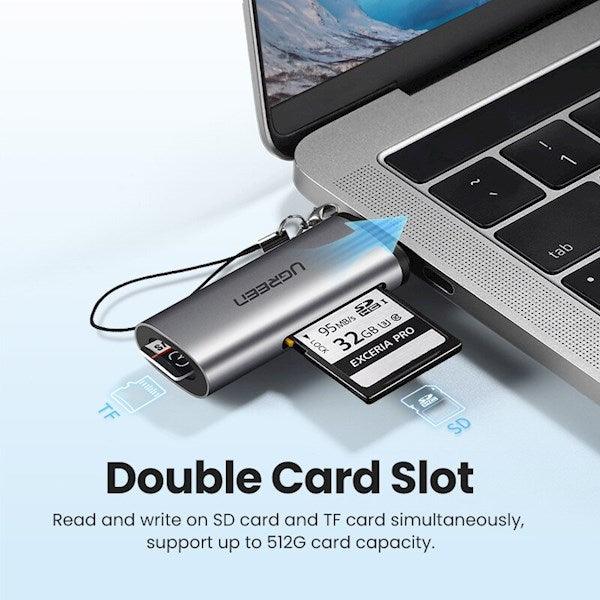 قارئ بطاقات يوجرين USB-C TF + SD