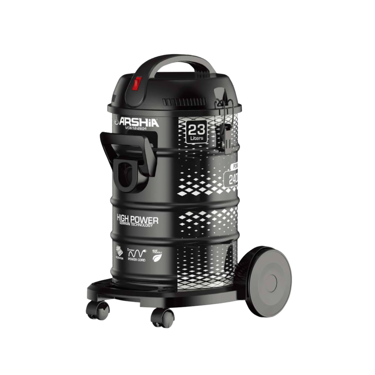 Arshia Drum Vacuum Cleaner 23L - Black